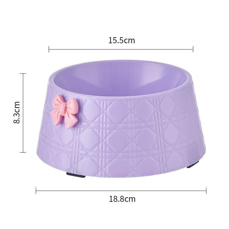 PelosettinShop Bowknot Diamond Pet Food Bowl with elegant design and practical dimensions for pets.