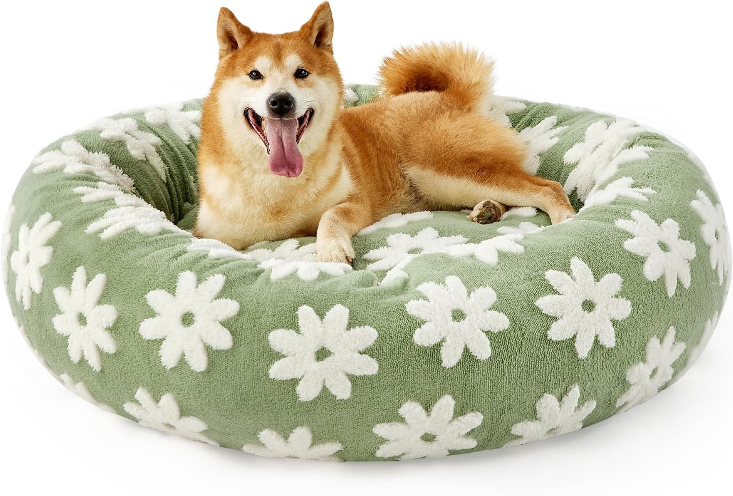 PelosettinShop Round Donut Cat & Small Dog Bed Jacquard Plush