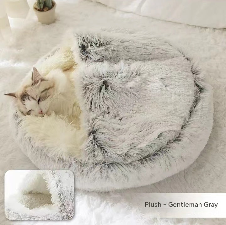 PelosettiShop 2-in-1 plush dog cat winter bed house