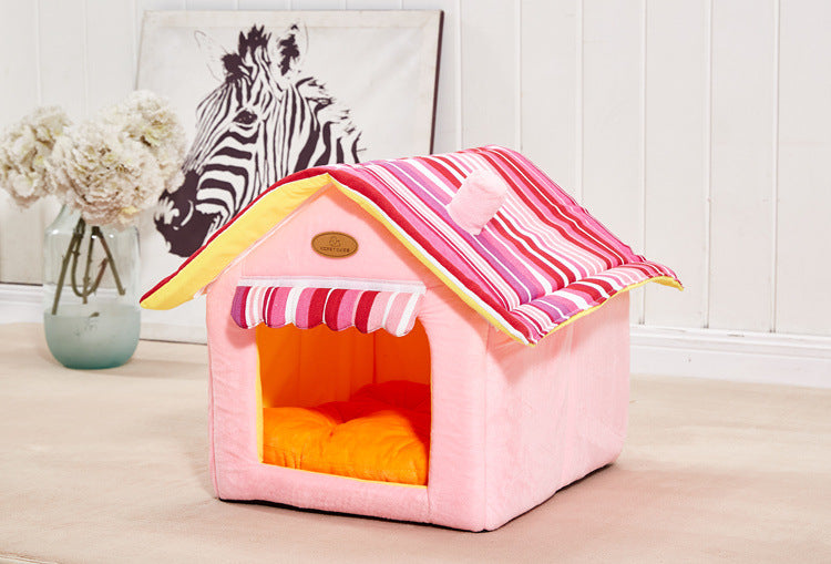 PelosettinShop Striped Removable Cover Dog and Cat Bed