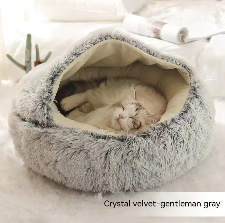 PelosettiShop 2-in-1 plush dog cat winter bed house