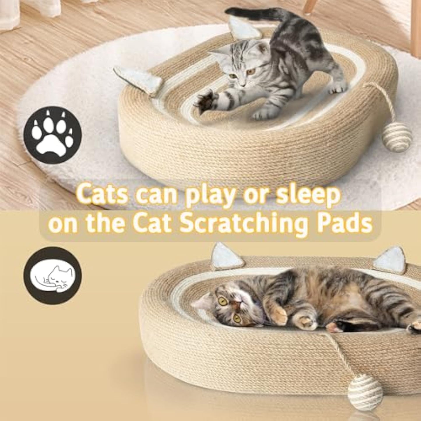 PelosettinShop 3-in-1 Sisal Cat Scratcher Bed