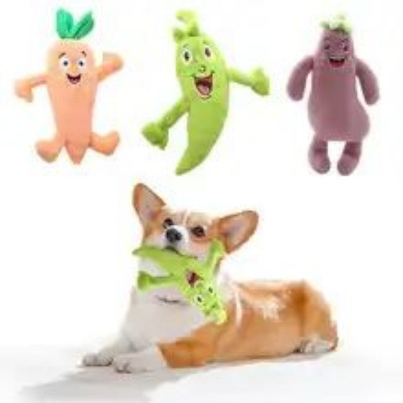 PelosettiShop plush vegetable squeaky chew dog toy
