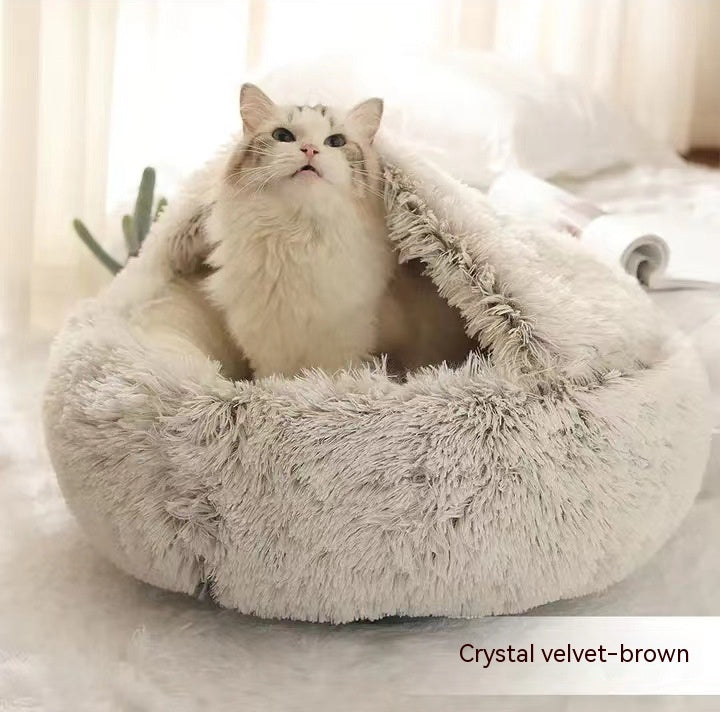PelosettiShop 2-in-1 plush dog cat winter bed house