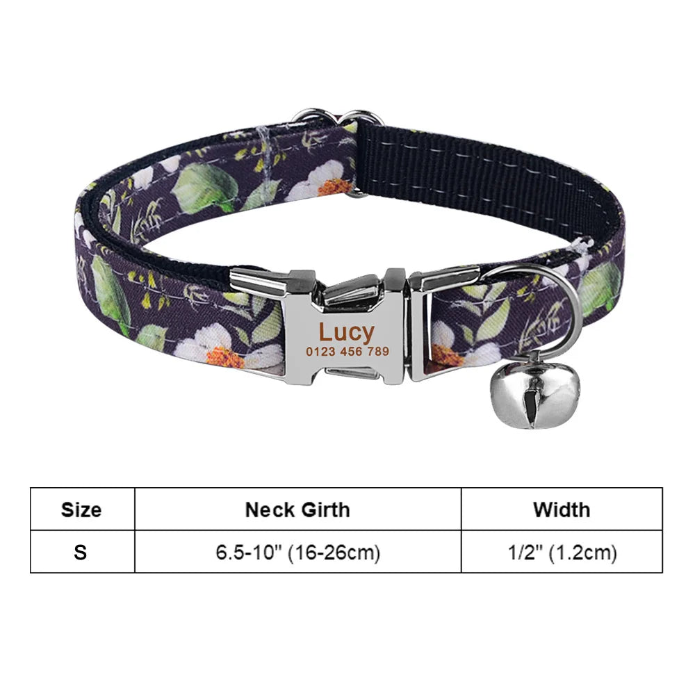 PelosettiShop collare personalizzabile in nylon con targhetta per gatti