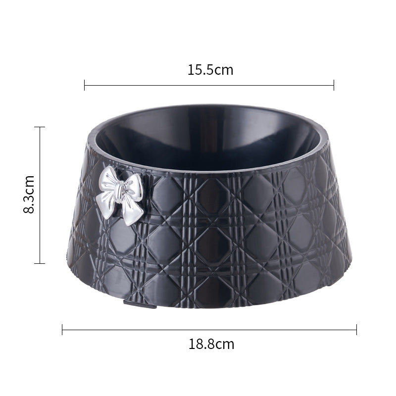 PelosettinShop Bowknot Diamond Pet Food Bowl with elegant design and practical dimensions for pets.