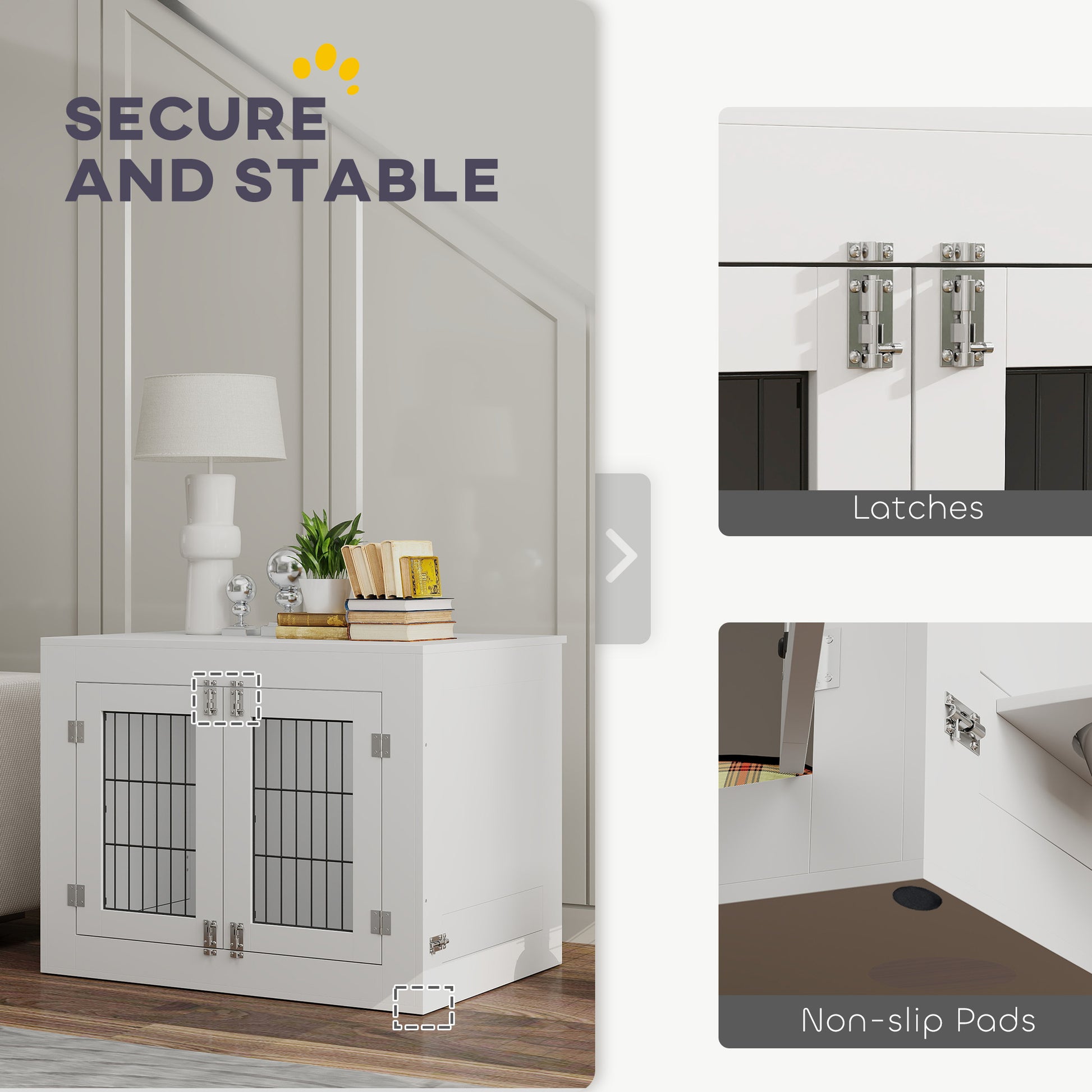 PelosettiShop dog crate furniture with 360° rotatable removable bowls