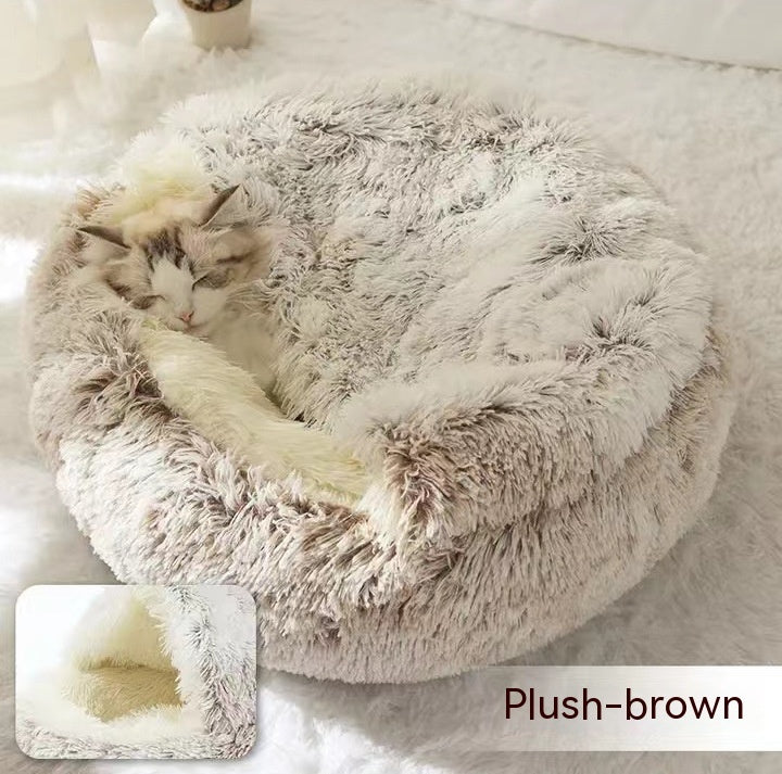 PelosettiShop 2-in-1 plush dog cat winter bed house