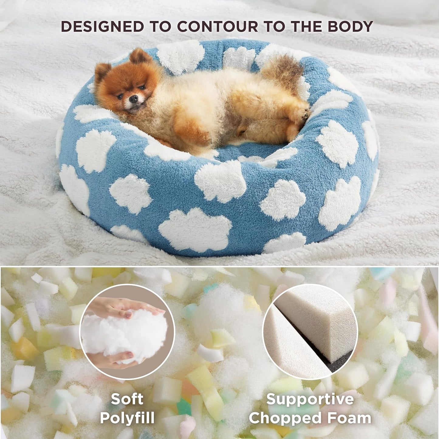 PelosettinShop Round Donut Cat & Small Dog Bed Jacquard Plush